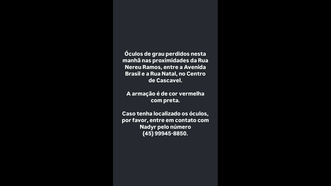 Foi perdido óculos no Centro Foi perdido óculos no Centro