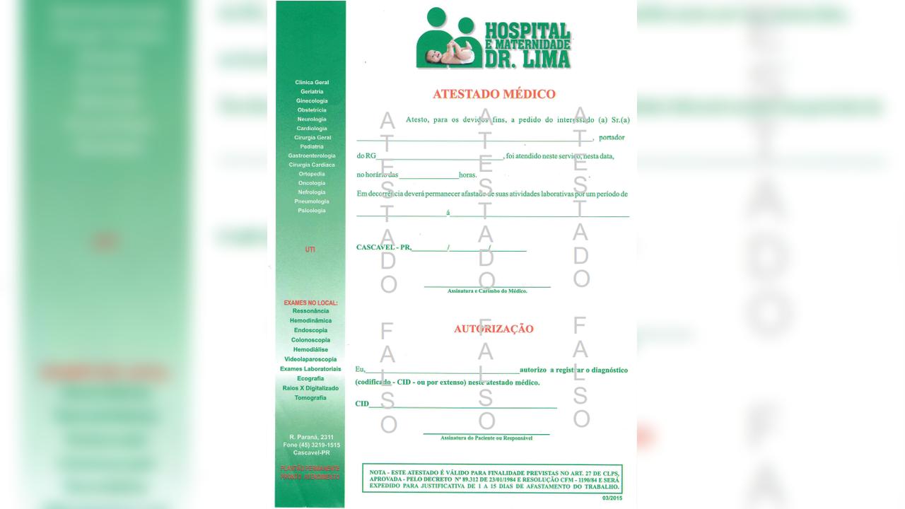 Fraude em atestados médicos: Hospital Dr. Lima é vítima de golpe envolvendo formulários antigos