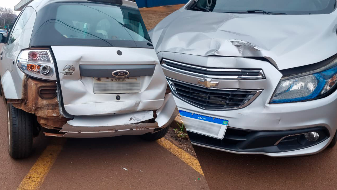Chevrolet Onix e Ford Ka se envolvem em acidente na Rua Jorge Lacerda em Cascavel