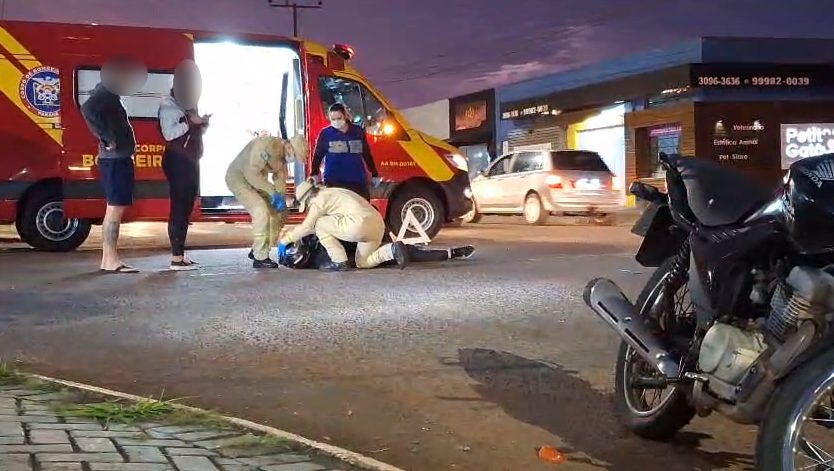 Motociclista fica ferido em acidente de trânsito na Rua Manaus, no Cancelli
