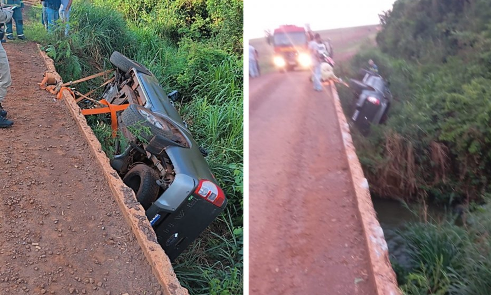 Carro despenca de ponte e motorista morre na zona rural de Palotina Carro despenca de ponte e motorista morre na zona rural de Palotina
