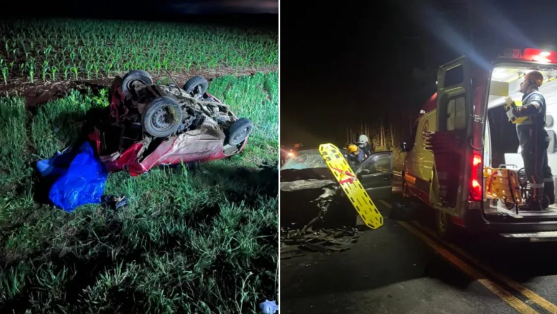 Grave acidente entre três veículos deixa uma vítima fatal em Teixeira Soares