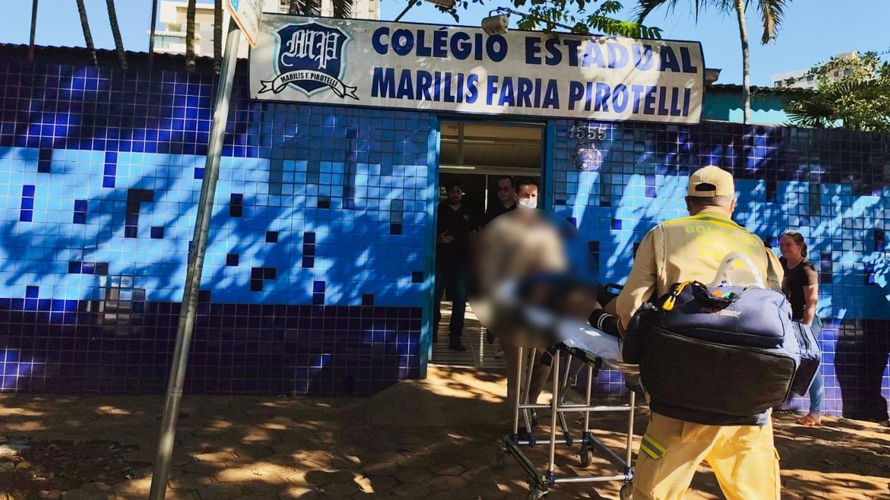 Adolescente ferido é socorrido no colégio Marilis Pirotelli
