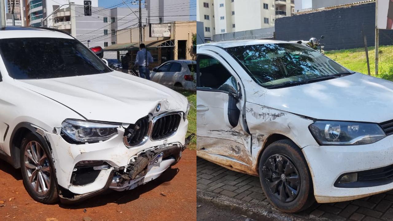 BMW e Gol se envolvem em acidente com vítima no Centro de Cascavel