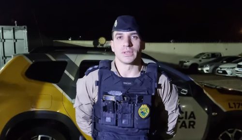 Imagem referente a Oficial da PM fala sobre apreensão de armamento de guerra na BR-277 durante operação integrada