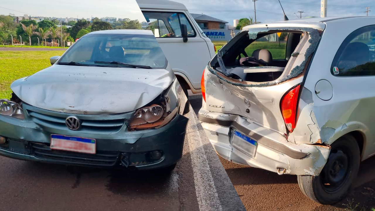 Celta e Saveiro se envolvem em acidente na BR-277 em Cascavel