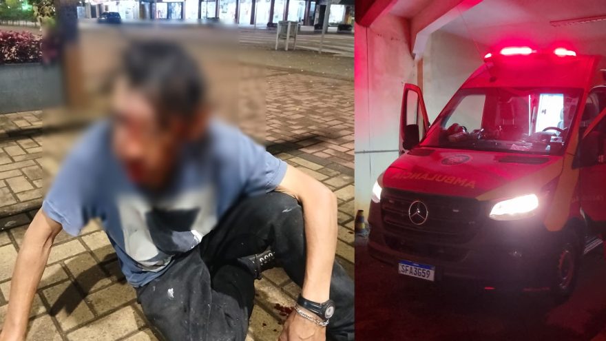 Morador de rua é socorrido após ser brutalmente espancado no Centro