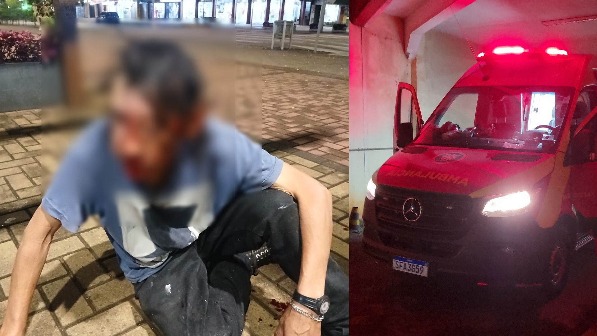Morador de rua é socorrido após ser brutalmente espancado no Centro