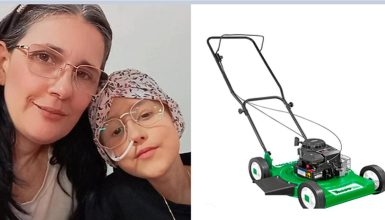 Imagem referente a Após perder o emprego, pai de Yasmin, que luta contra o câncer, precisa de ajuda para comprar uma máquina de cortar grama