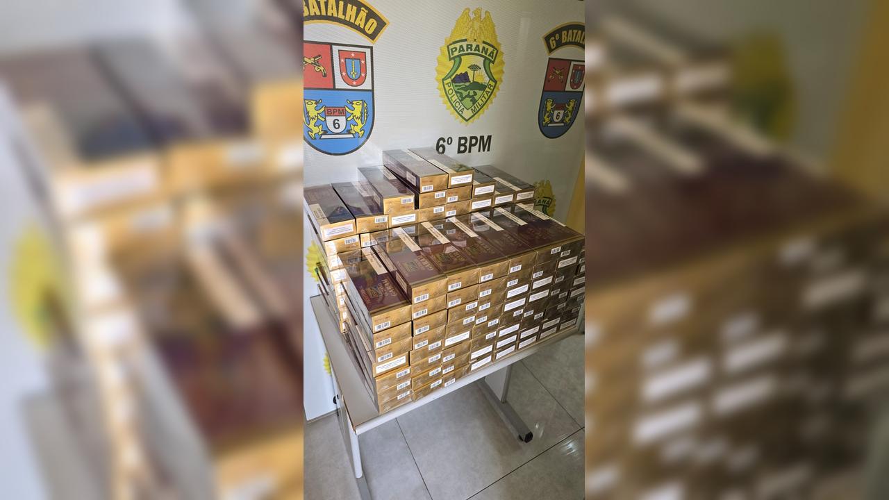 PM apreende cigarros Paraguaios em ônibus que vinha para Cascavel PM apreende cigarros Paraguaios em ônibus que vinha para Cascavel