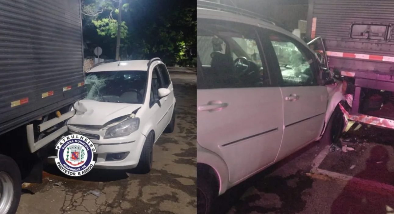 Motorista embriagado bate em caminhão estacionado em Arapongas