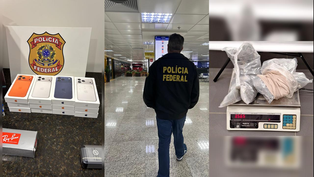 Polícia Federal prende dois passageiros no Aeroporto de Foz por tráfico internacional de drogas e descaminho