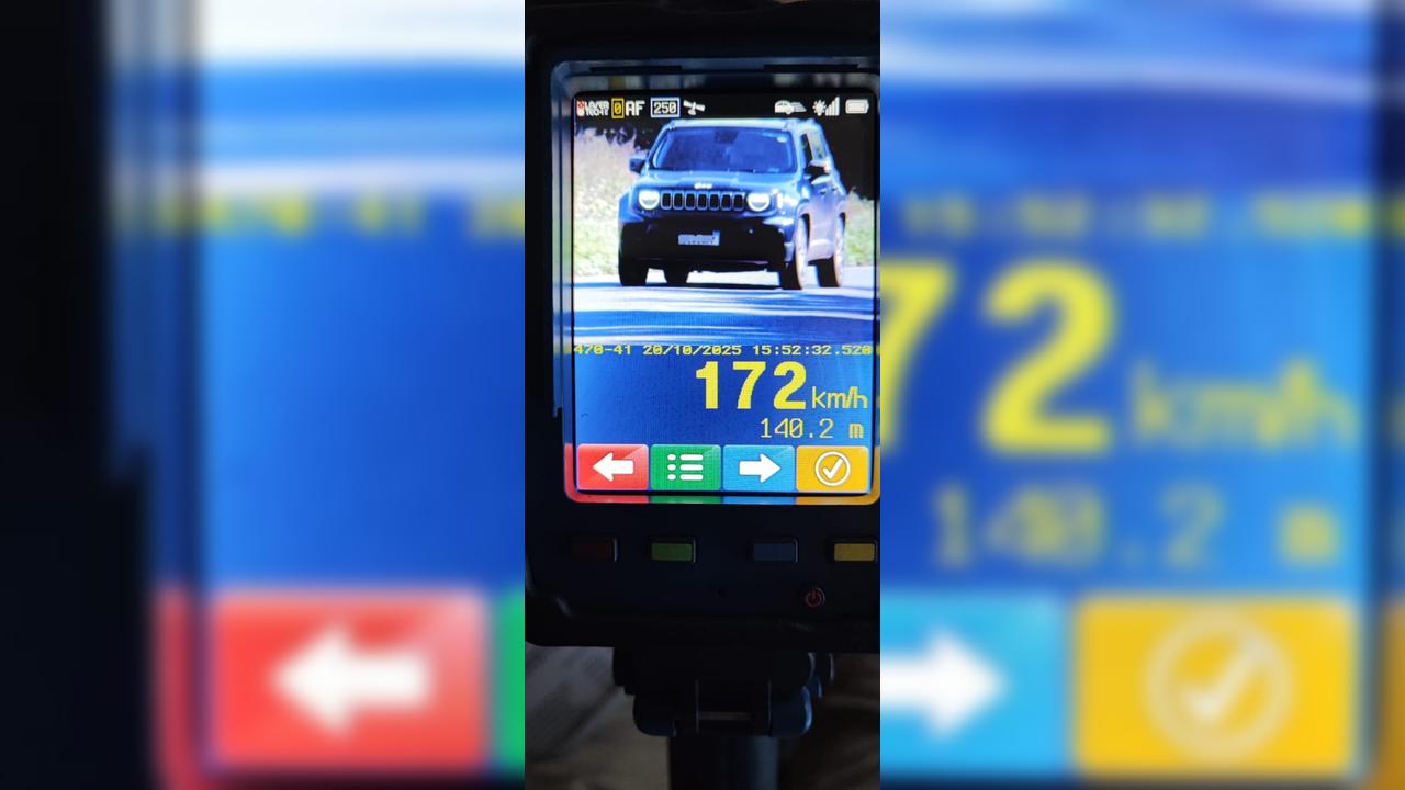 Operação Radar: Jeep é flagrado pela PRE a 172 km/h na PR-317 em Toledo