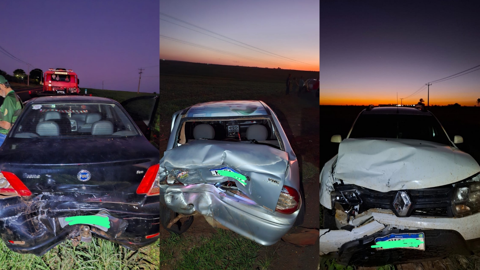 Menina de 12 anos fica ferida em acidente com três carros na PR-364, em Terra Roxa