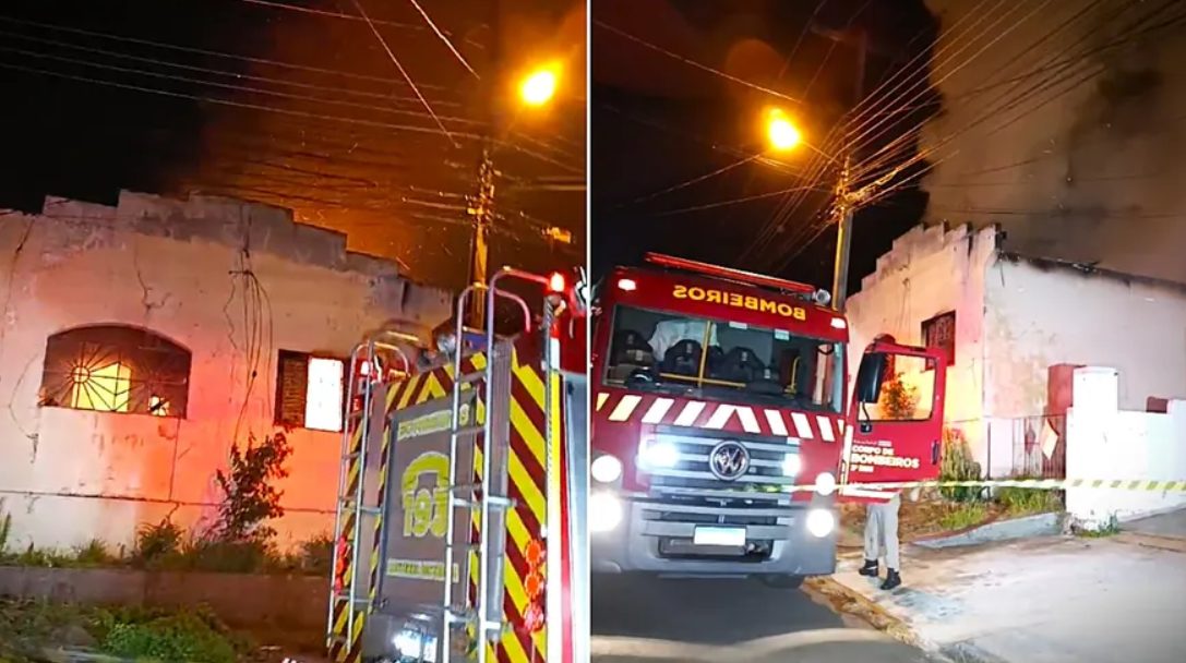 Casa é consumida pelas chamas em incêndio em Ponta Grossa
