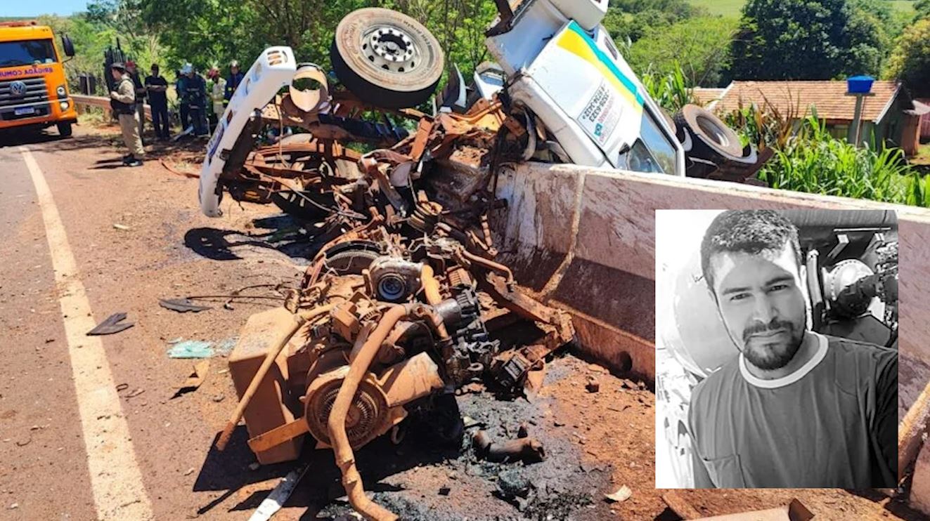 Motorista morre em grave acidente com caminhão carregado de concreto na PR-239, entre Jesuítas e Iracema do Oeste