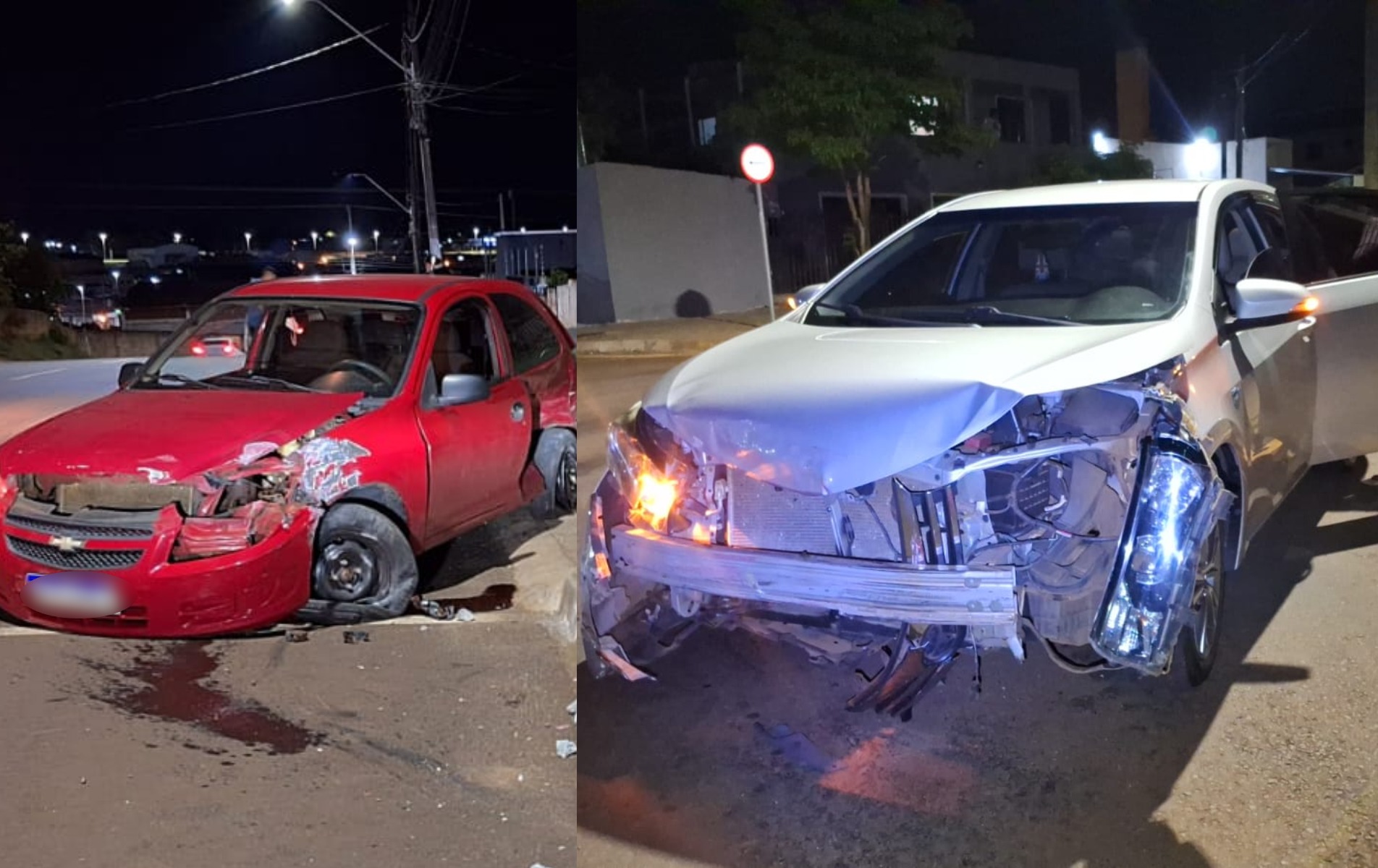 Celta e Corolla se envolvem em forte batida no Bairro Brasmadeira