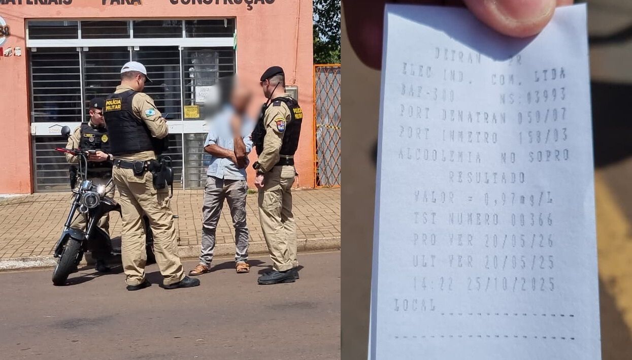 Com patinete elétrico e embriagado, homem atravessa isolamento em local de homicídio e é detido Com patinete elétrico e embriagado, homem atravessa isolamento em local de homicídio e é detido