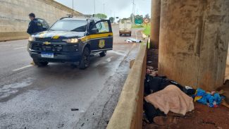 Enquanto carro capota em acidente com morte no Trevo Cataratas, morador de rua dorme como se nada tivesse acontecido Enquanto carro capota em acidente com morte no Trevo Cataratas, morador de rua dorme como se nada tivesse acontecido