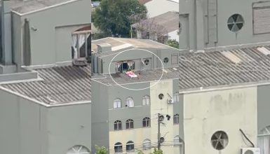 Imagem referente a Tragédia evitada: Vídeo flagra crianças brincando e pulando em telhado de prédio no Centro de Cascavel