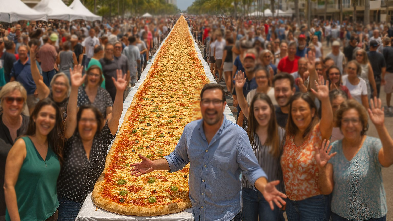 Pizza gigante de 74 metros marca aniversário de Cascavel com solidariedade e sabor Pizza gigante de 74 metros marca aniversário de Cascavel com solidariedade e sabor