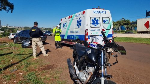 Motociclista fica ferido em colisão na marginal da BR-277 em Cascavel