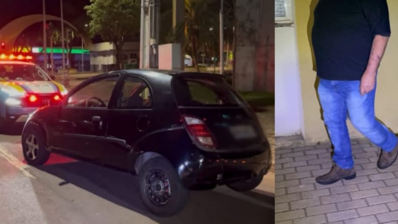 Motorista com CNH cassada dirige na contramão e colide contra viatura da Transitar no Centro