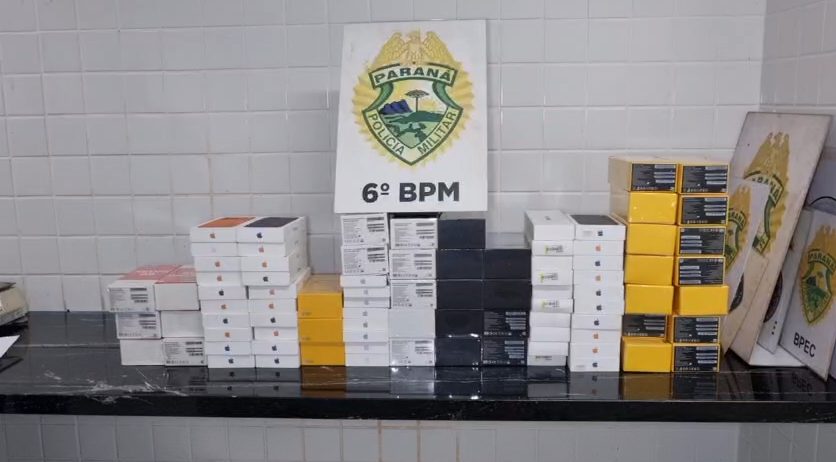 Choque apreende grande quantidade de celulares contrabandeados na Rodoviária de Cascavel