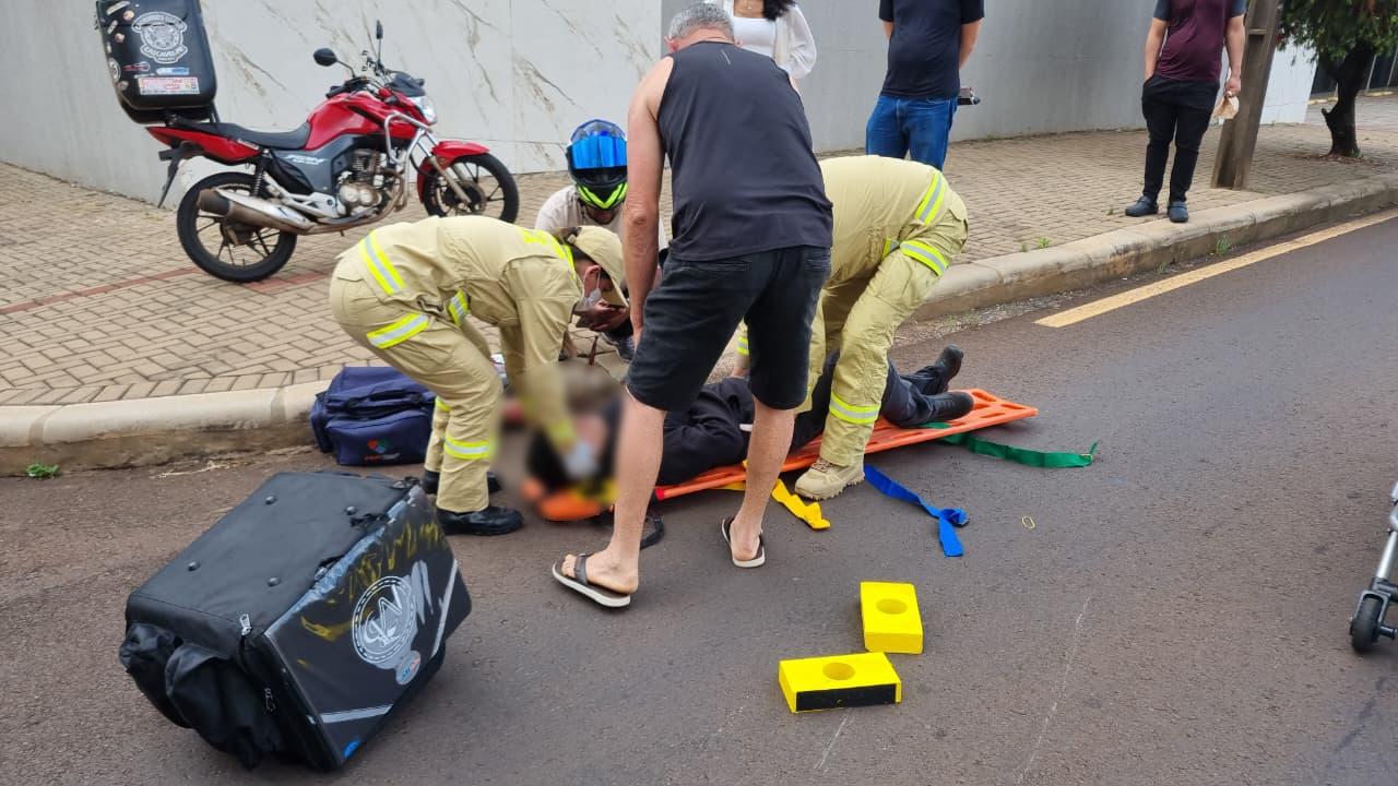Motociclista sofre acidente na Rua Recife e fica ferido