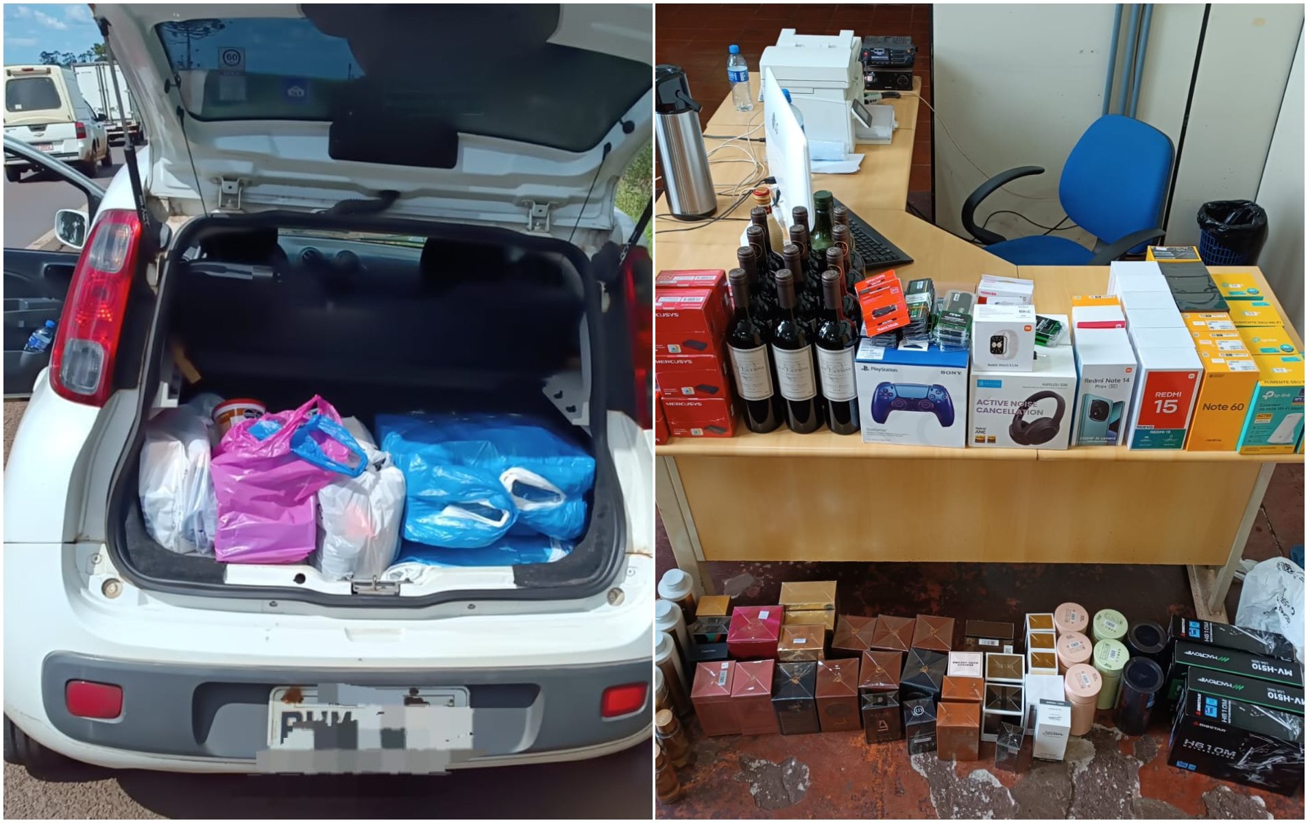 Com apoio aéreo, PM apreende carro com mercadorias ilegais na BR-369 em Cascavel