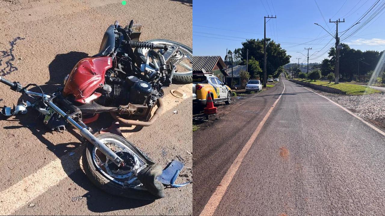 Motociclista de 17 anos é encaminhado ao HUOP após colisão com caminhão na PR-484 Motociclista de 17 anos é encaminhado ao HUOP após colisão com caminhão na PR-484