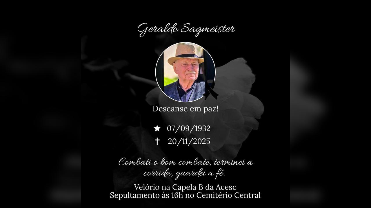 Falece ao 93 anos, em Cascavel, o senhor Geraldo Sagmeister