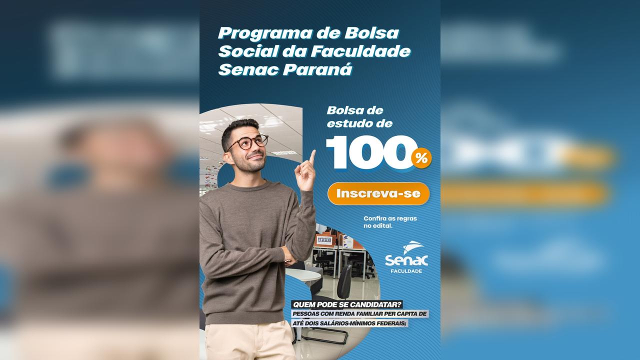 Senac abre inscrições de vestibular e pode pagar 100% da sua Faculdade Senac abre inscrições de vestibular e pode pagar 100% da sua Faculdade