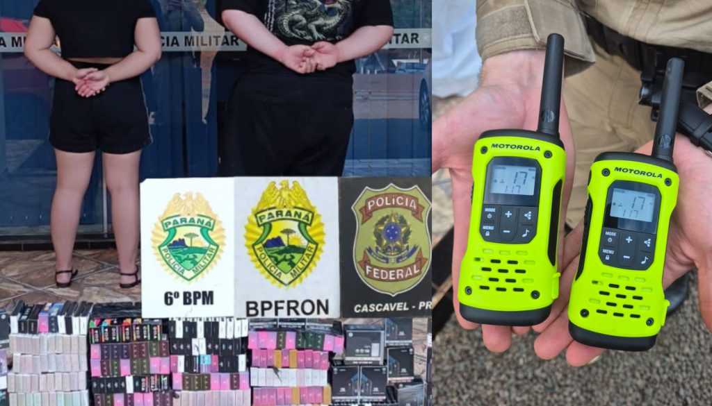 Casal é flagrado com cigarro eletrônico e rádios “HT”; Apreensão é levada à PF de Cascavel