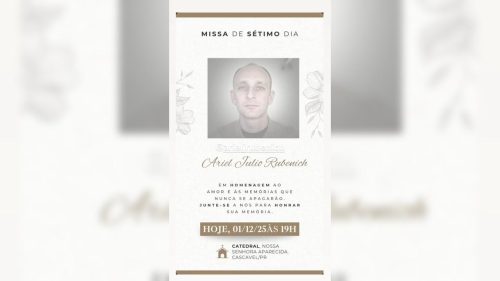 Familiares e amigos convidam para Missa de 7º Dia do Policial Militar Ariel Julio Rubenich