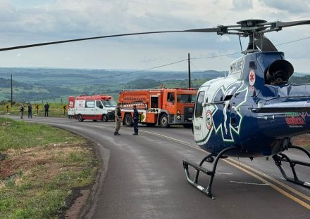 Jovem fica gravemente ferido após queda de moto na PR-239, em Nova Aurora