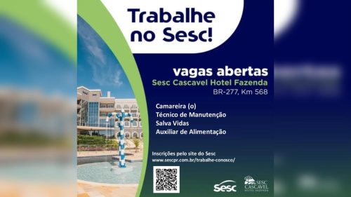 Empregos no Sesc Hotel Fazenda com vale-refeição e plano de saúde