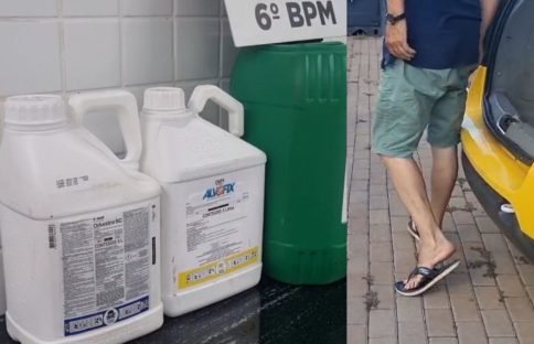 Idoso de 73 anos é detido com galões de agrotóxico e óleo na BR-277