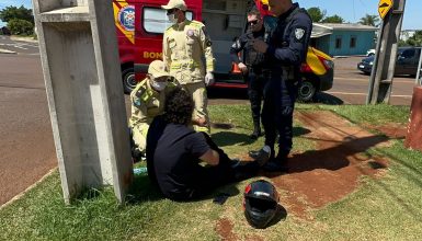Imagem referente a Motociclista fica ferido após colisão na Avenida das Torres