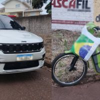 Batida entre Jeep e bicicleta elétrica deixa mulher com suspeita de fratura no Centro Imagem referente a Batida entre Jeep e bicicleta elétrica deixa mulher com suspeita de fratura no Centro