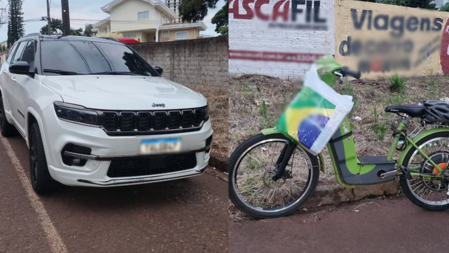 Batida entre Jeep e bicicleta elétrica deixa mulher com suspeita de fratura no Centro