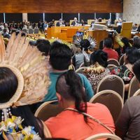 STF abre sessão de julgamento do marco temporal de terras indígenas Imagem referente a STF abre sessão de julgamento do marco temporal de terras indígenas