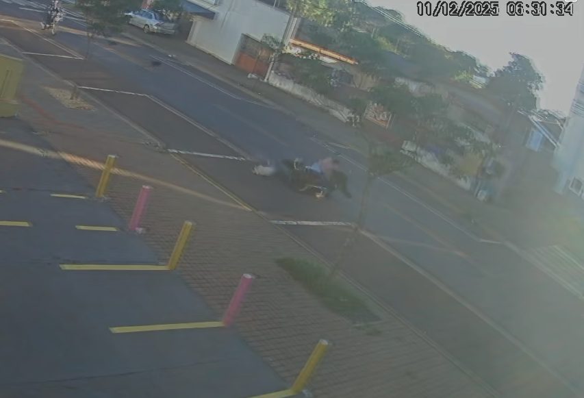 Câmera registra momento em que motociclistas sofrem queda ao atropelarem cachorro Câmera registra momento em que motociclistas sofrem queda ao atropelarem cachorro