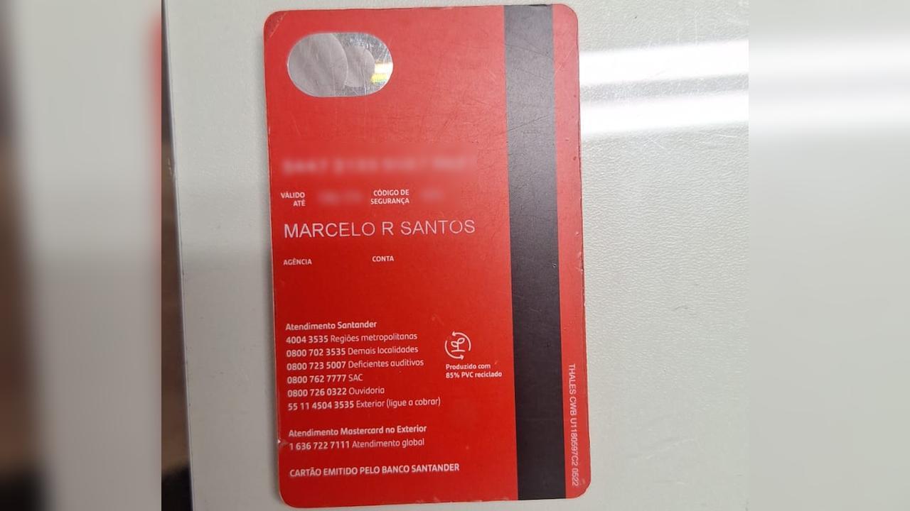 Foi encontrado um cartão do Santander no Centro de Cascavel