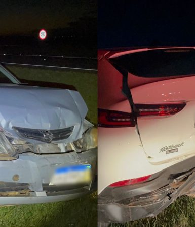 Colisão traseira entre Astra e Fastback mobiliza socorristas na BR-277 em Cascavel Imagem referente a Colisão traseira entre Astra e Fastback mobiliza socorristas na BR-277 em Cascavel