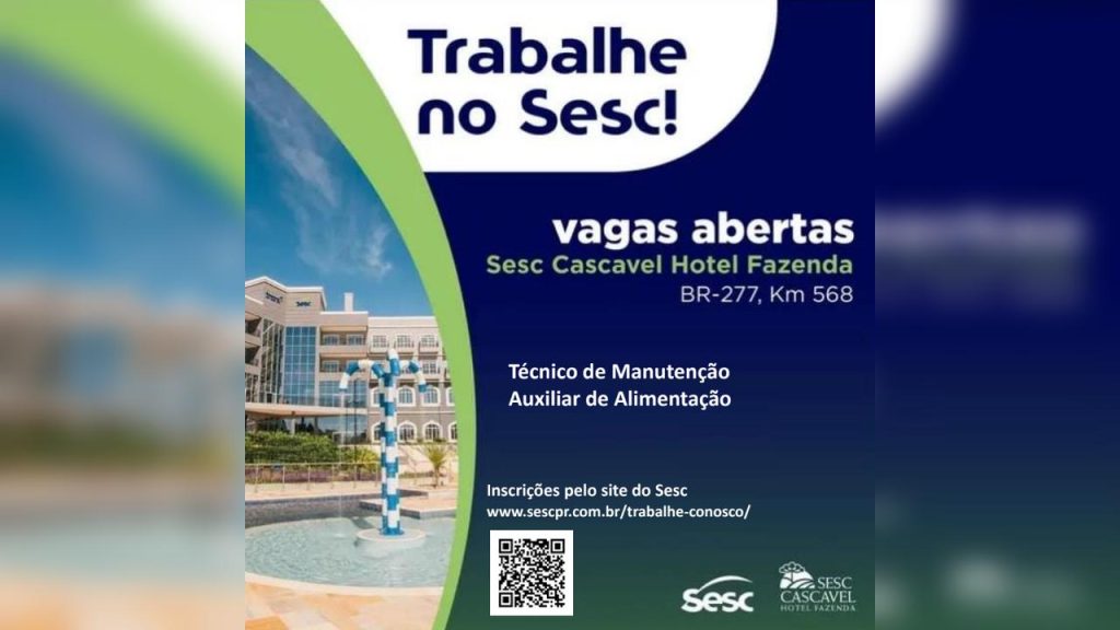 Vagas no Sesc Hotel Fazenda com salários de até R$ 3.103,35 Vagas no Sesc Hotel Fazenda com salários de até R$ 3.103,35