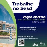 Vagas no Sesc Hotel Fazenda com salários de até R$ 3.103,35 Imagem referente a Vagas no Sesc Hotel Fazenda com salários de até R$ 3.103,35