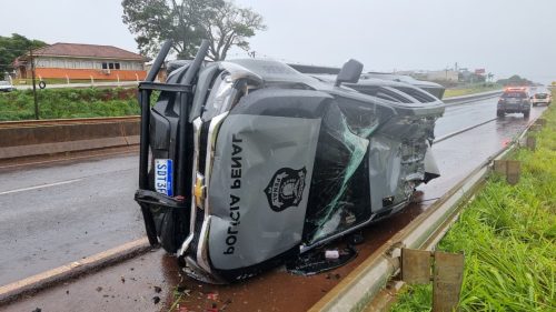 Imagem referente a Viatura que capotou na BR-369 não estava fazendo transporte de detentos no momento do acidente