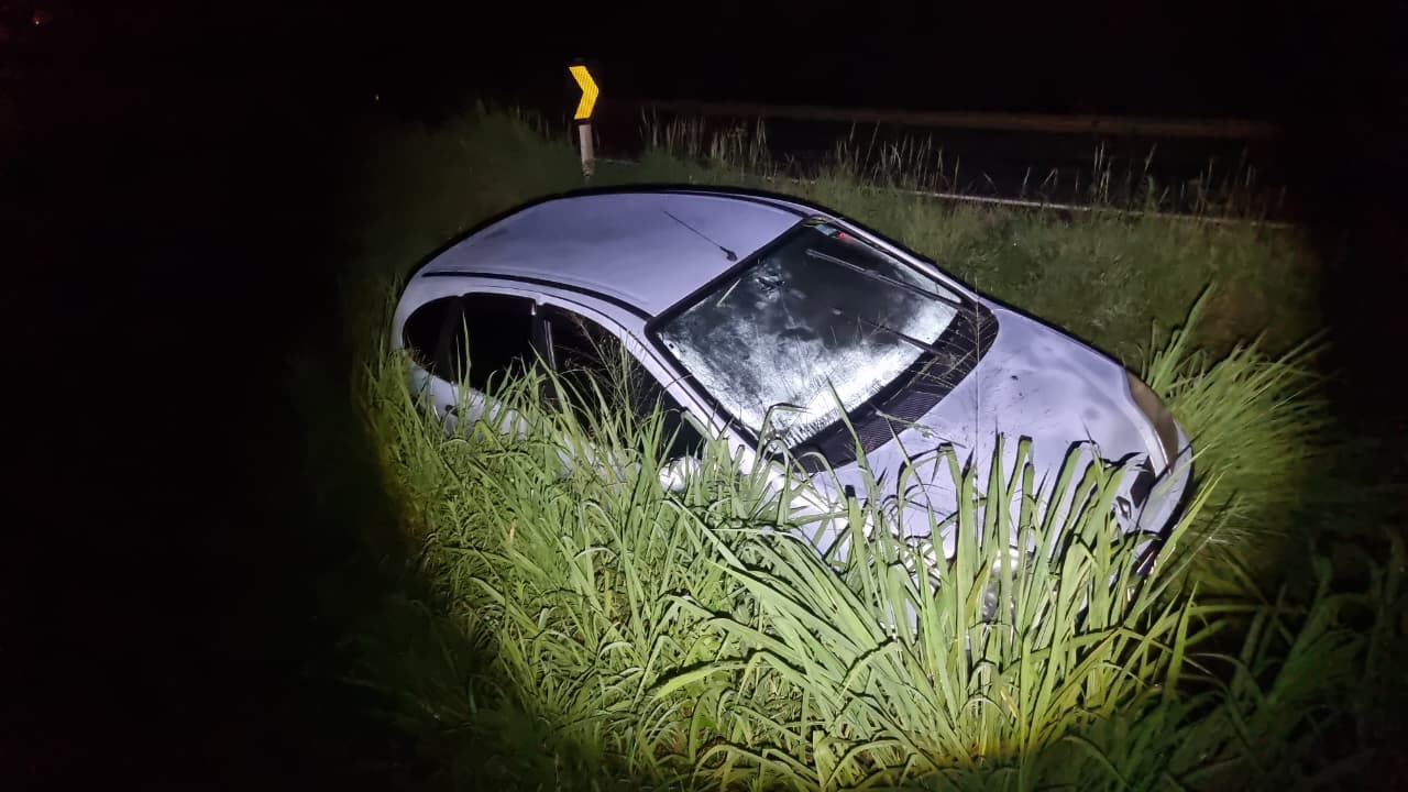 Renault Scenic vai parar em meio ao matagal na BR-163 em Cascavel