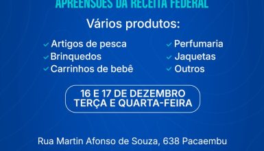 Provopar de Cascavel promove bazar beneficente com produtos apreendidos pela Receita Federal Imagem referente a Provopar de Cascavel promove bazar beneficente com produtos apreendidos pela Receita Federal